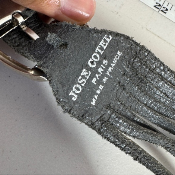 Vintage 80s Rare Jose Cotel Paris Black Jeweled Art Deco Leather Belt - Picture 10 of 16